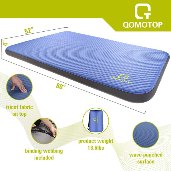 Qomotop Double Selfinflating Camping Mattress, 80”×52” Sleeping Pad